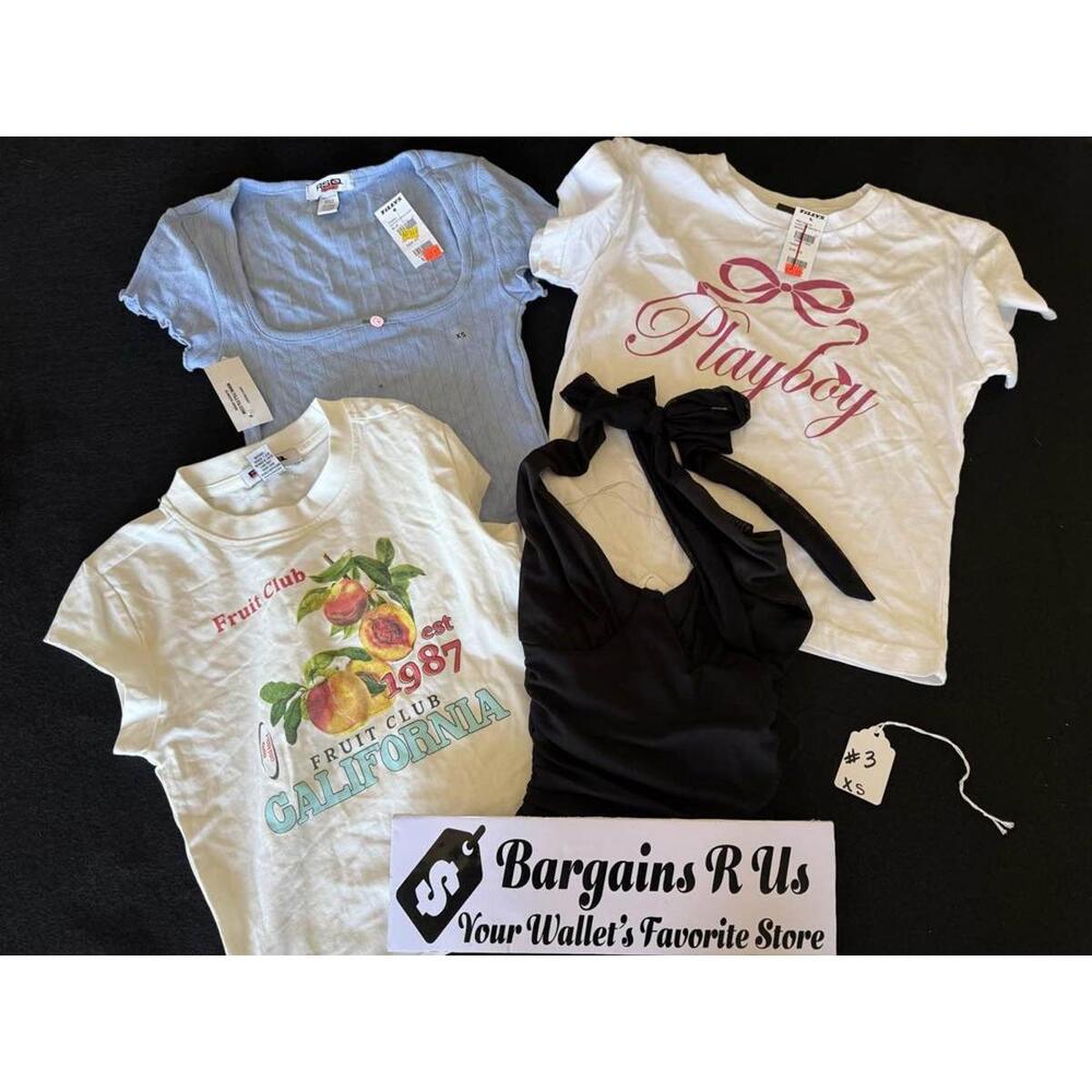 ORDER #3. Tillys Womens Playboy Graphic Tee, Womens Tops. 4pc. Size XS